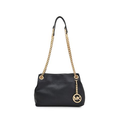 michael kors jet set chain md messenger leather|Michael Kors leather shoulder bag.